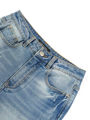 Women's Vintage Washed High-Waist Flared Pants