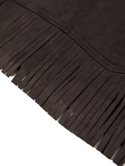 Women's Casual Faux-Suede A-Line Fringe Mini Skirt