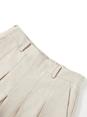 Women's Casual Linen Pleated Shorts