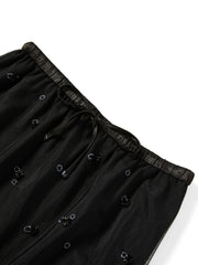 Women's Elegant Beaded Mesh A-Line Midi Skirt