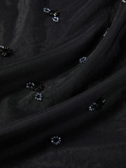 Women's Elegant Beaded Mesh A-Line Midi Skirt