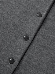 Women's Casual Wool-Blend Lapel Grey Knit Cardigan