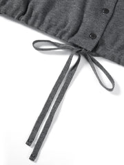 Women's Casual Wool-Blend Lapel Grey Knit Cardigan