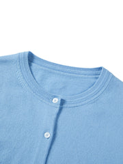 Women's Commuter Wool-Blend Cropped Blue Knit Cardigan