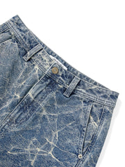Women's Casual Textured Wide-Leg Straight Jeans
