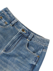 Women's casual high-waist straight-leg cropped jeans