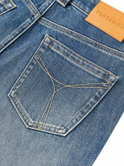 Women's casual high-waist straight-leg cropped jeans