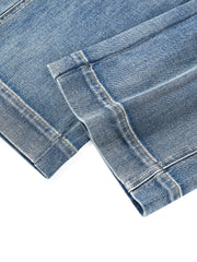 Women's casual high-waist straight-leg cropped jeans
