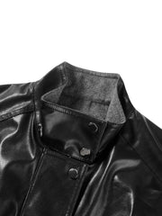 Women's Casual Broad-Shoulder Reversible PU Leather Vestt