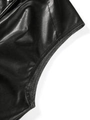 Women's Casual Broad-Shoulder Reversible PU Leather Vestt