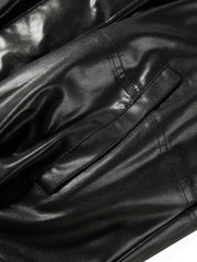 Women's Casual Broad-Shoulder Reversible PU Leather Vestt