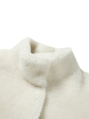 Women's Graceful Pure Wool High-Neck Faux Fur Coat