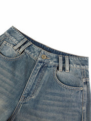 Women's Casual Loose Fit Cropped Cargo Jeans
