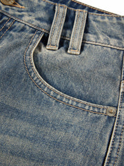 Women's Casual Loose Fit Cropped Cargo Jeans
