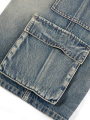 Women's Casual Loose Fit Cropped Cargo Jeans