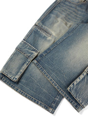 Women's Casual Loose Fit Cropped Cargo Jeans