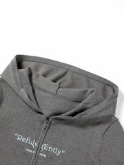 Women's double-zipper hooded letter cardigan