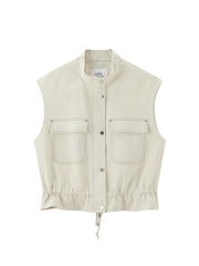 Women's Cargo Structured Shoulder Vest with Scarf Detail