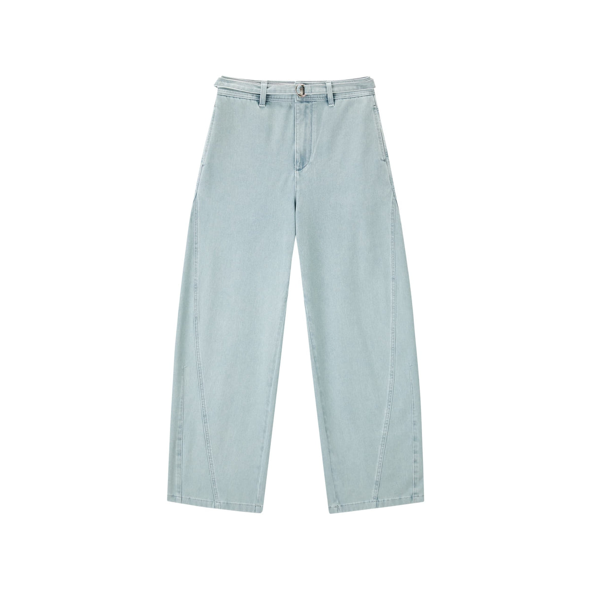 Women's Wide-Leg Curved Jeans with Detachable Belt