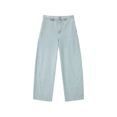 Women's Wide-Leg Curved Jeans with Detachable Belt