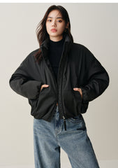 Women's Short Down Jacket with Ruched Hem