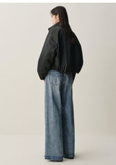 Women's Short Down Jacket with Ruched Hem