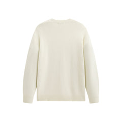 Men's Beige Brushed Sweater with Embroidery