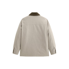 Men's Khaki Utility Down Jacket with Contrast Details