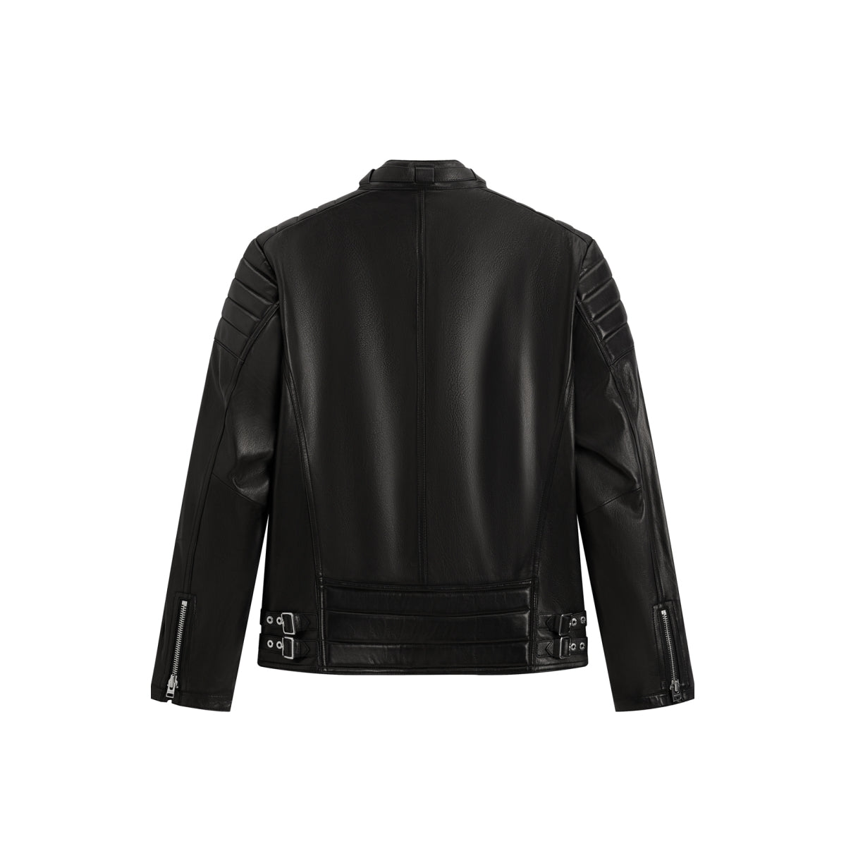 Men's Zip-Detail Moto Leather Jacket