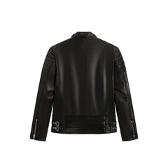 Men's Zip-Detail Moto Leather Jacket