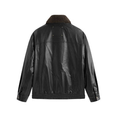 Men's PU Padded Jacket with Faux Fur Collar