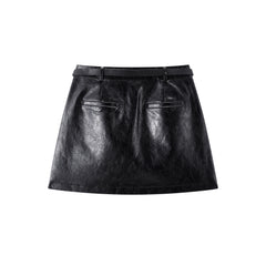 Women's PU A-Line Mini Skirt