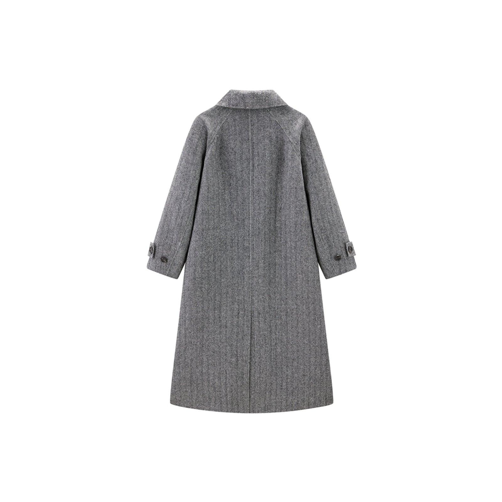 Women's Turn-down Collar Long Wool Coat