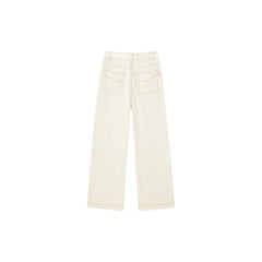 Women's Beige High Waist Straight Fit Jeans