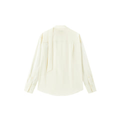 Women's Textured Shirt with Flowing Neck Tie