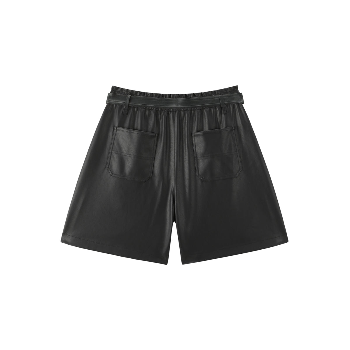 Women's High-Waist Fleece-Lined PU Shorts