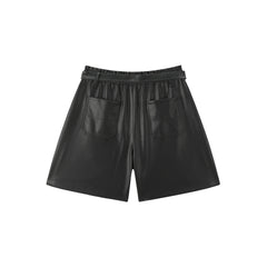 Women's High-Waist Fleece-Lined PU Shorts