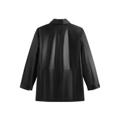 Men's Mid-Length Trench-Style Leather Coat