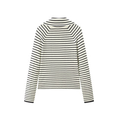 Women's Wool-Blend Striped Wide-Lapel Knit Sweater