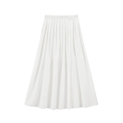 Women's White Pleated A-Line Skirt
