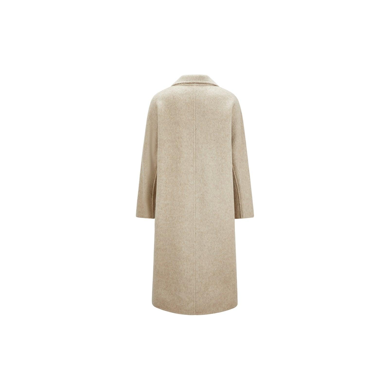 Women's Khaki Double-Breasted Wool Coat