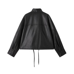 Women's Lambskin Stand-Collar Moto Jacket