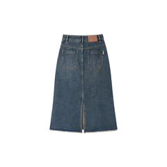 Women's Washed Cargo Denim Skirt