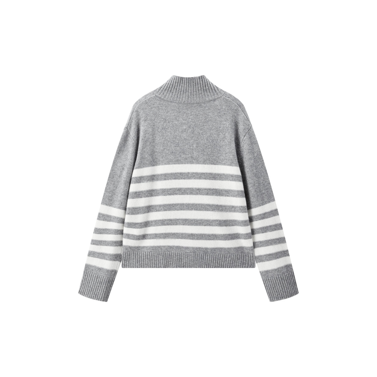 Women's Pure Wool Mock-Neck Striped Sweater