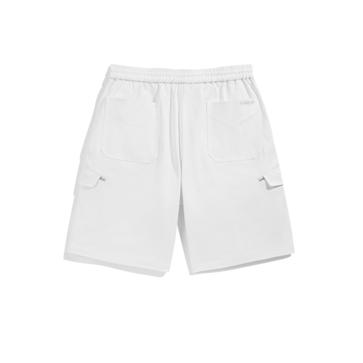 Men's Beige Utility Embroidered Cargo Shorts
