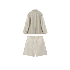 Women's Casual Linen Blazer Set