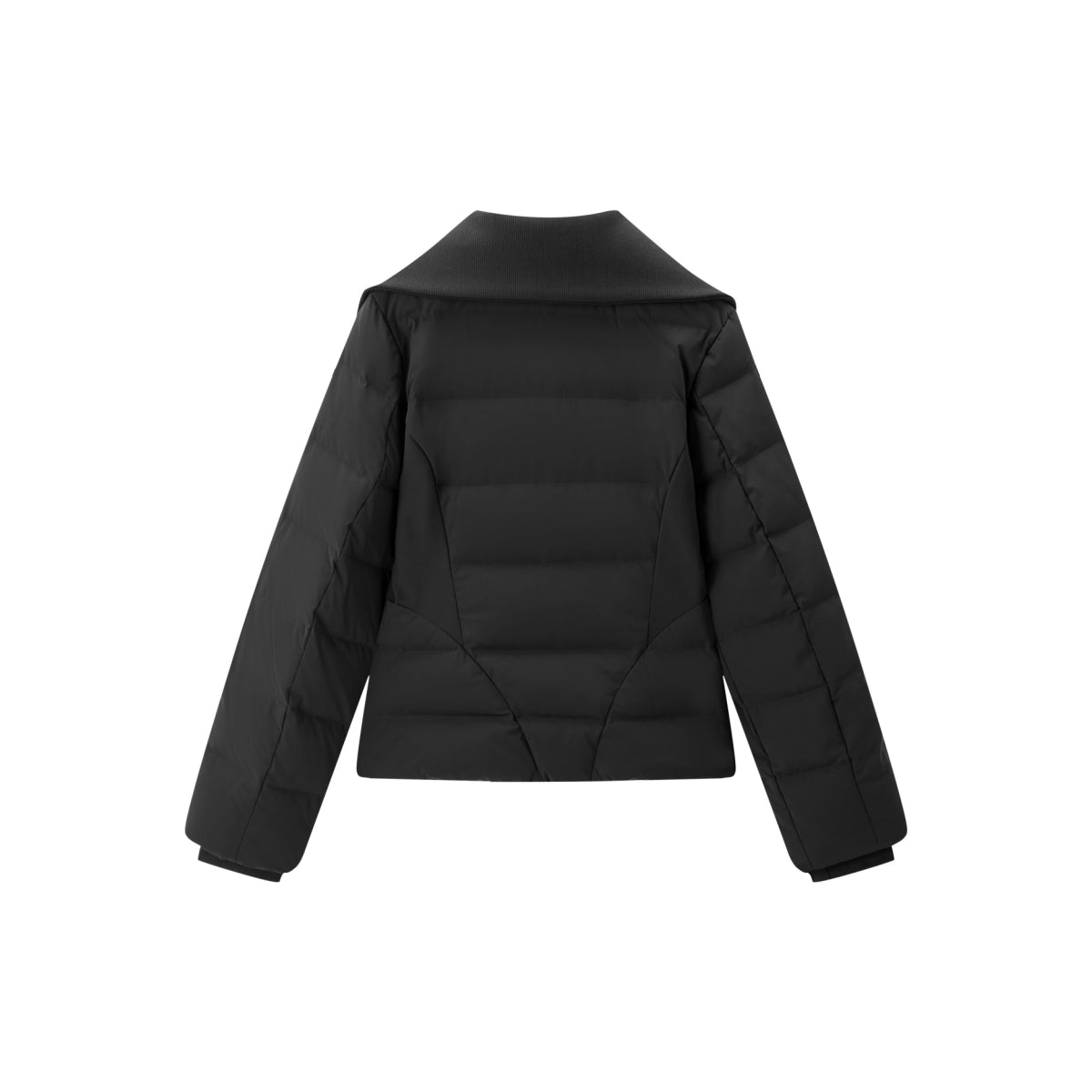 Women's Short Slim-Fit Down Jacket with Layered-Look Collar
