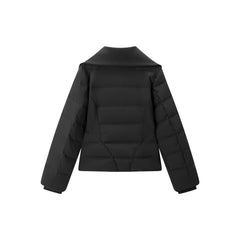 Women's Short Slim-Fit Down Jacket with Layered-Look Collar