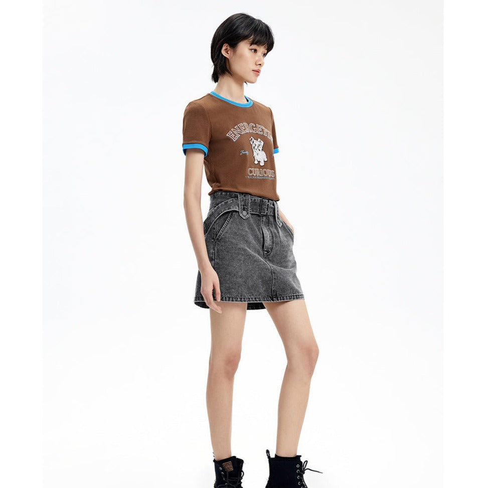 Women's High-waisted Denim Short Skirt