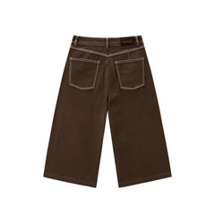 Women's Contrast-Stitched Straight-Leg Denim Shorts